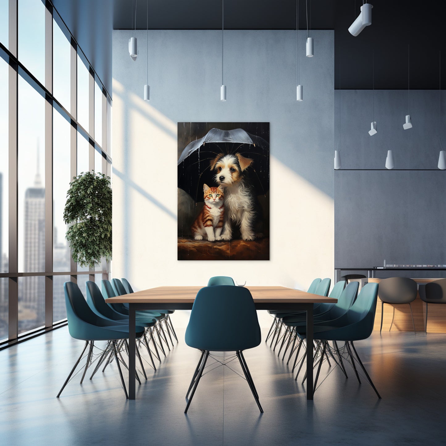 The Heartwarming Friendship of Dog and Cat Wall Art