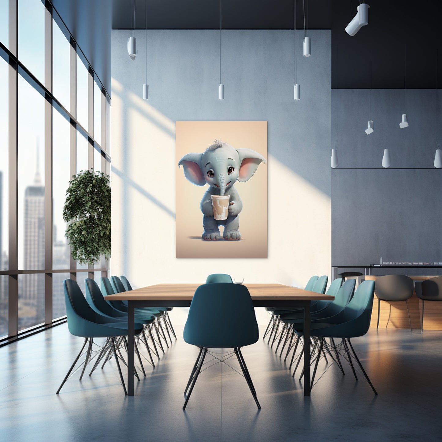 Baby Elephant Drinking Milkshake cartoonist Wall canvas