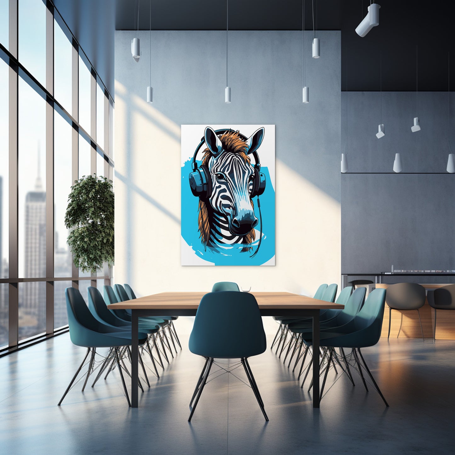 Zebra Listening To Music Wall Art