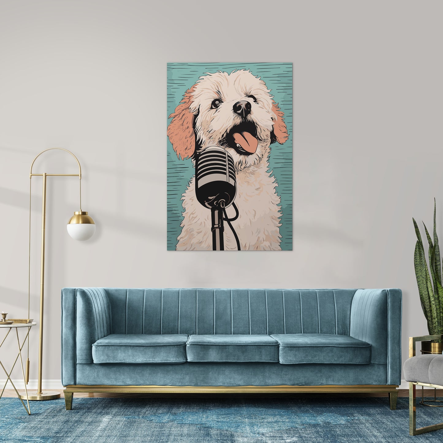 A Playful Puppy Singing Wall Art
