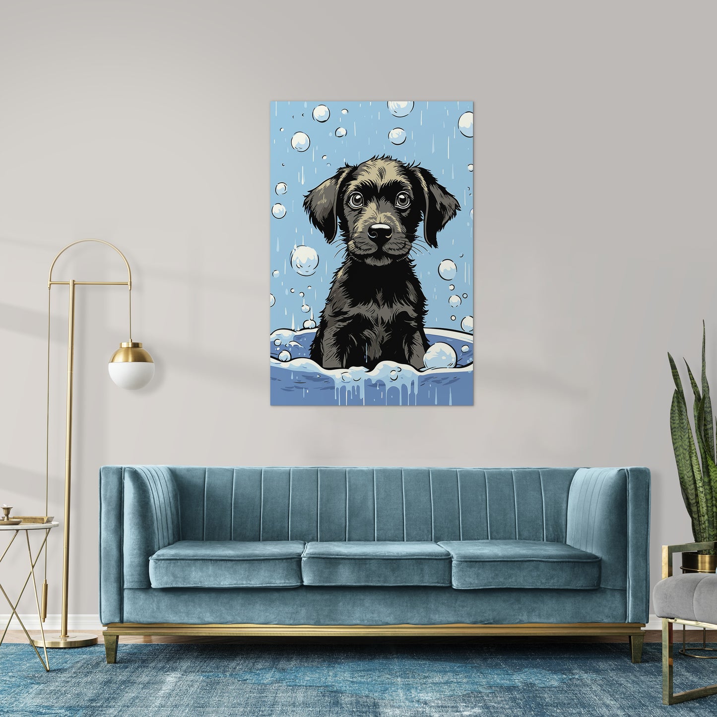 Cute Puppy Enjoys Bath Wall Art