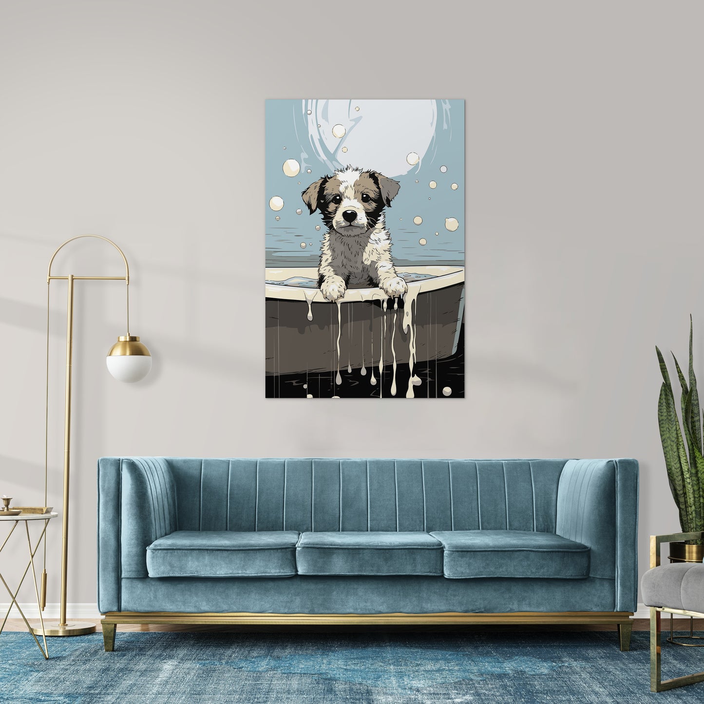 Puppy in Bathtub Wall Art