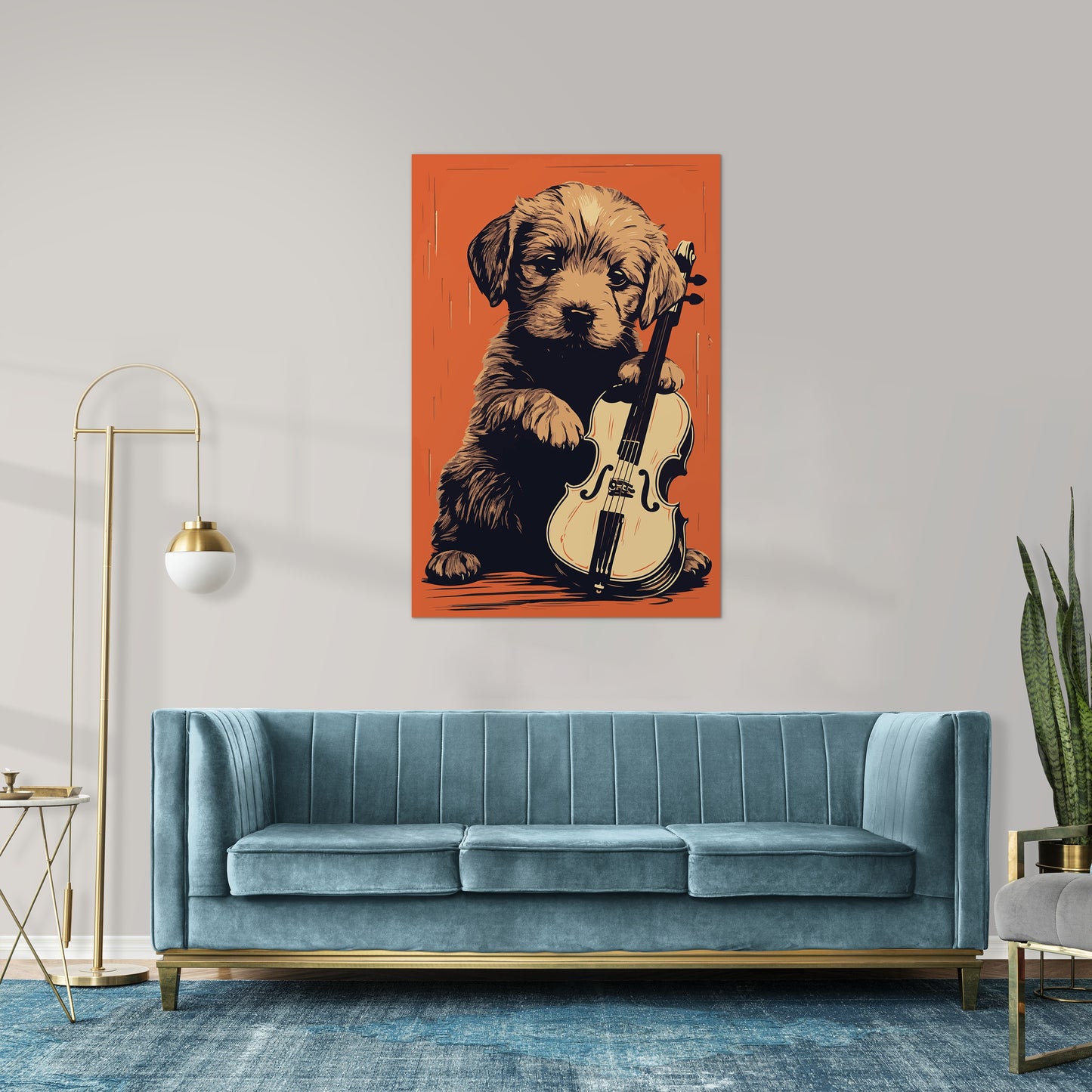 Puppy Playing Violin Wall Art