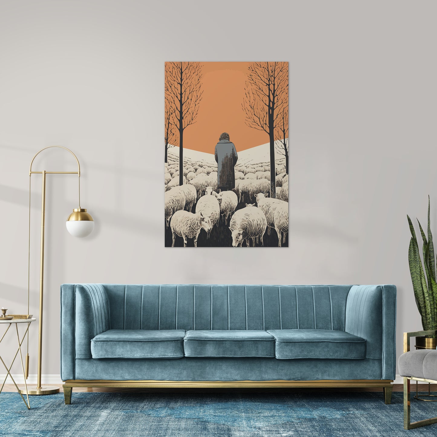 The Shepherd's Serenade with the Sheep Wall Art
