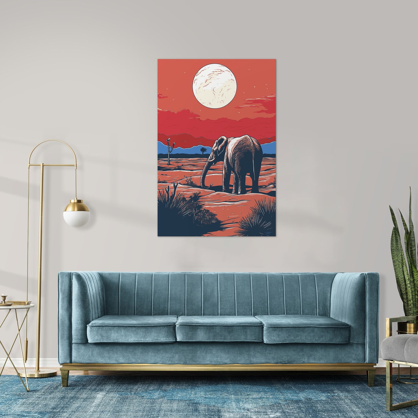Elephant and Sunset Wall Art