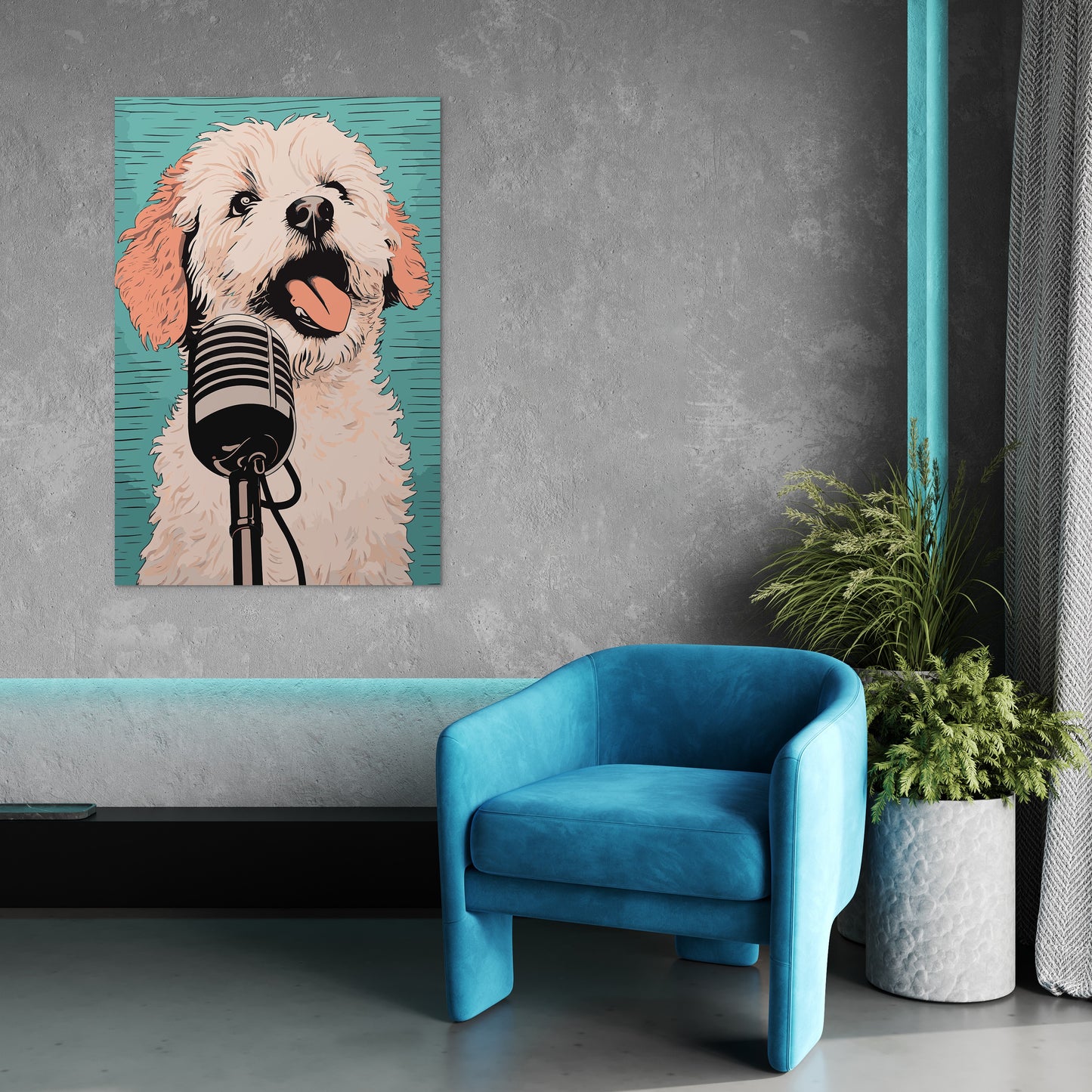 A Playful Puppy Singing Wall Art