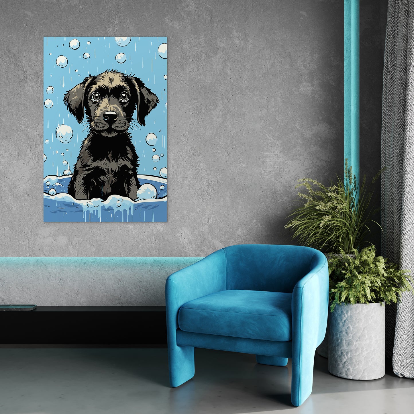 Cute Puppy Enjoys Bath Wall Art
