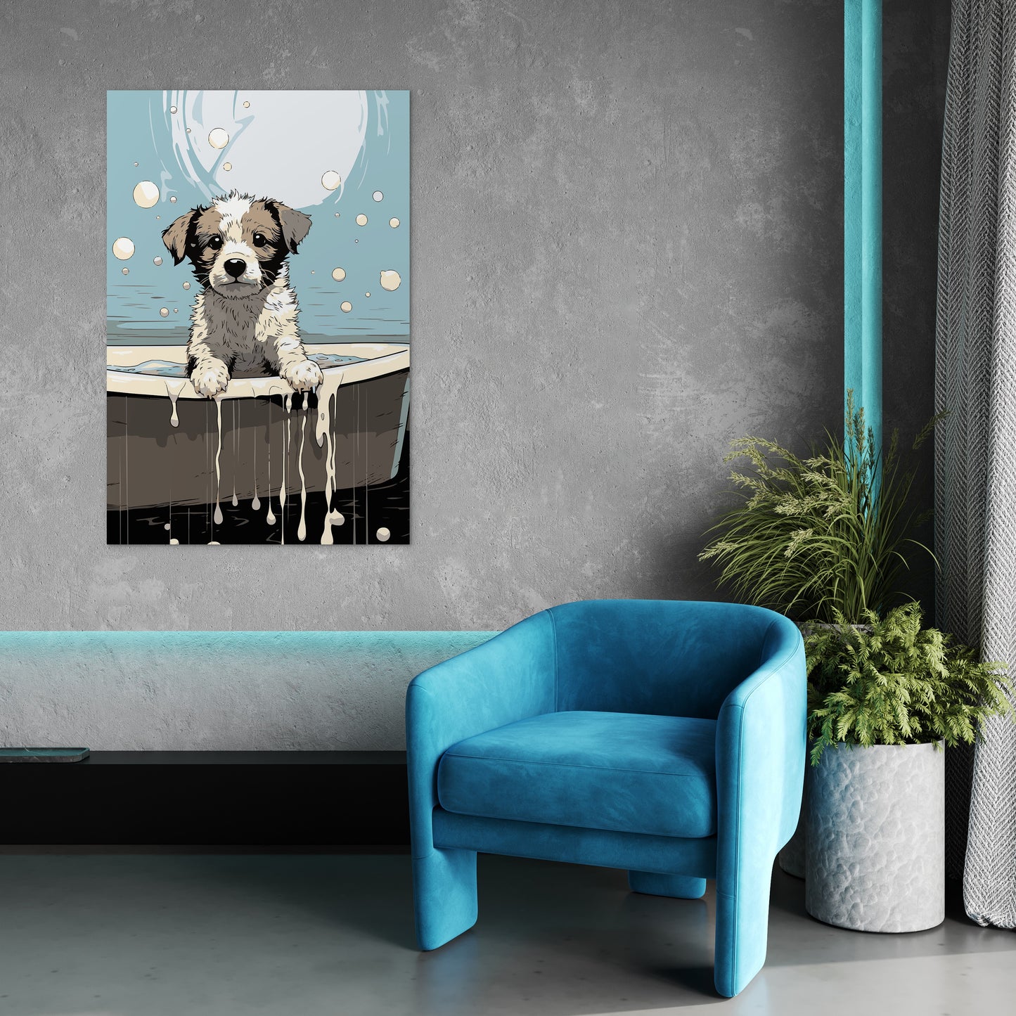 Puppy in Bathtub Wall Art