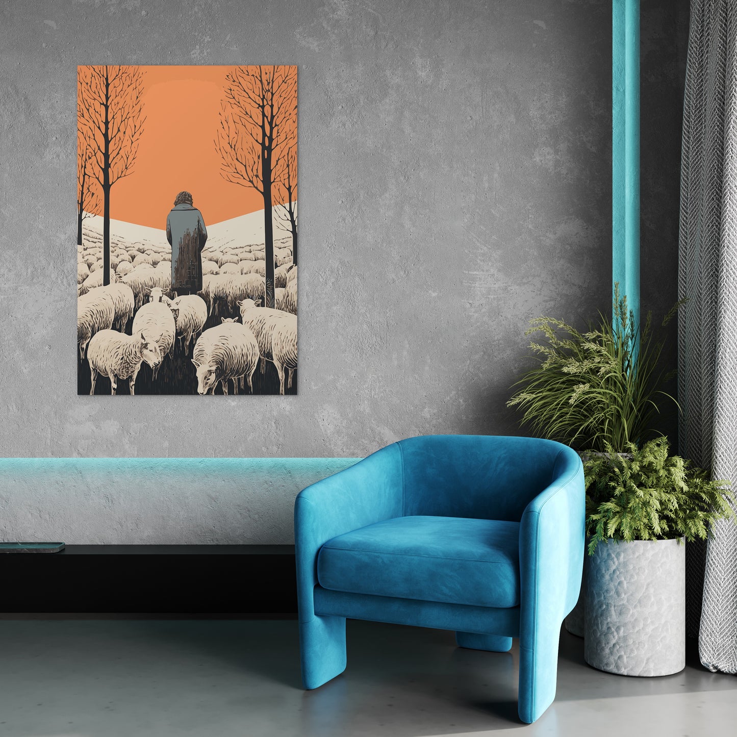 The Shepherd's Serenade with the Sheep Wall Art