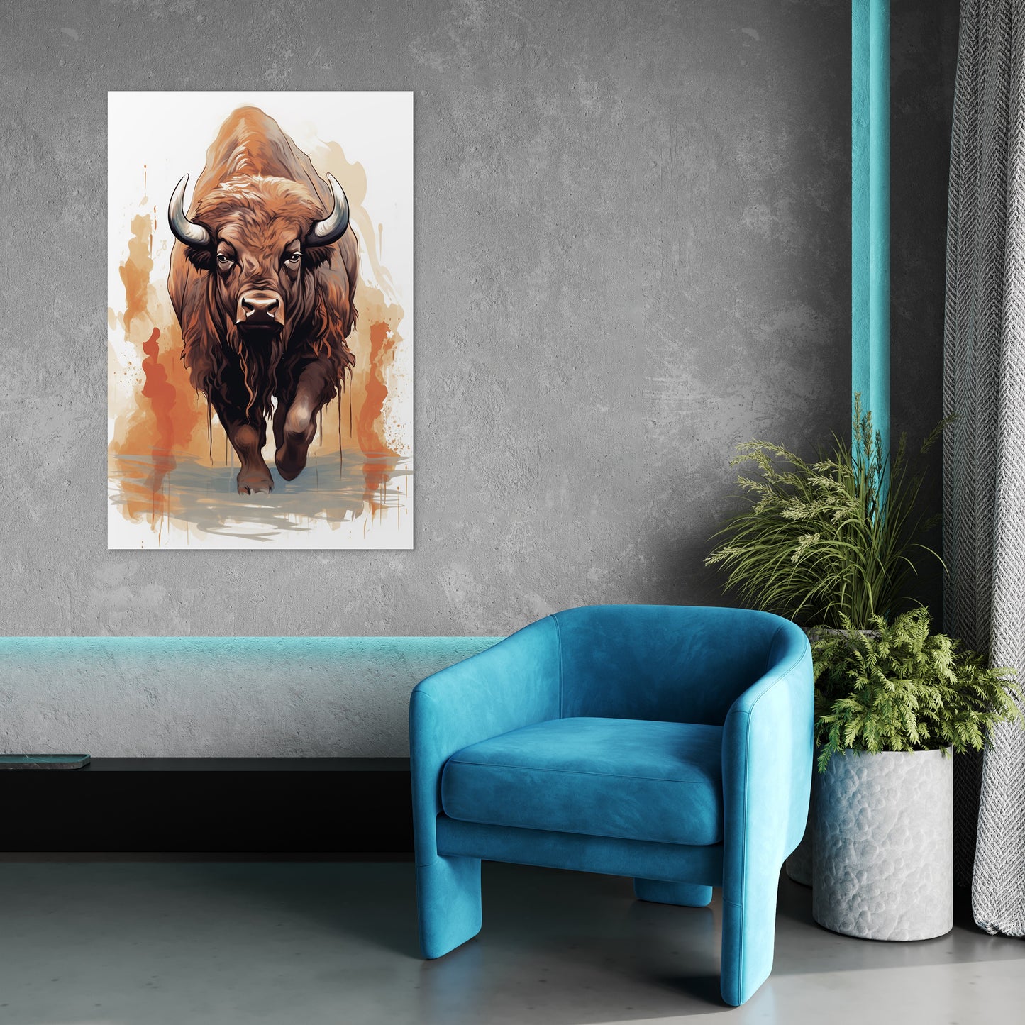 The Ferocious Bison Wall Art