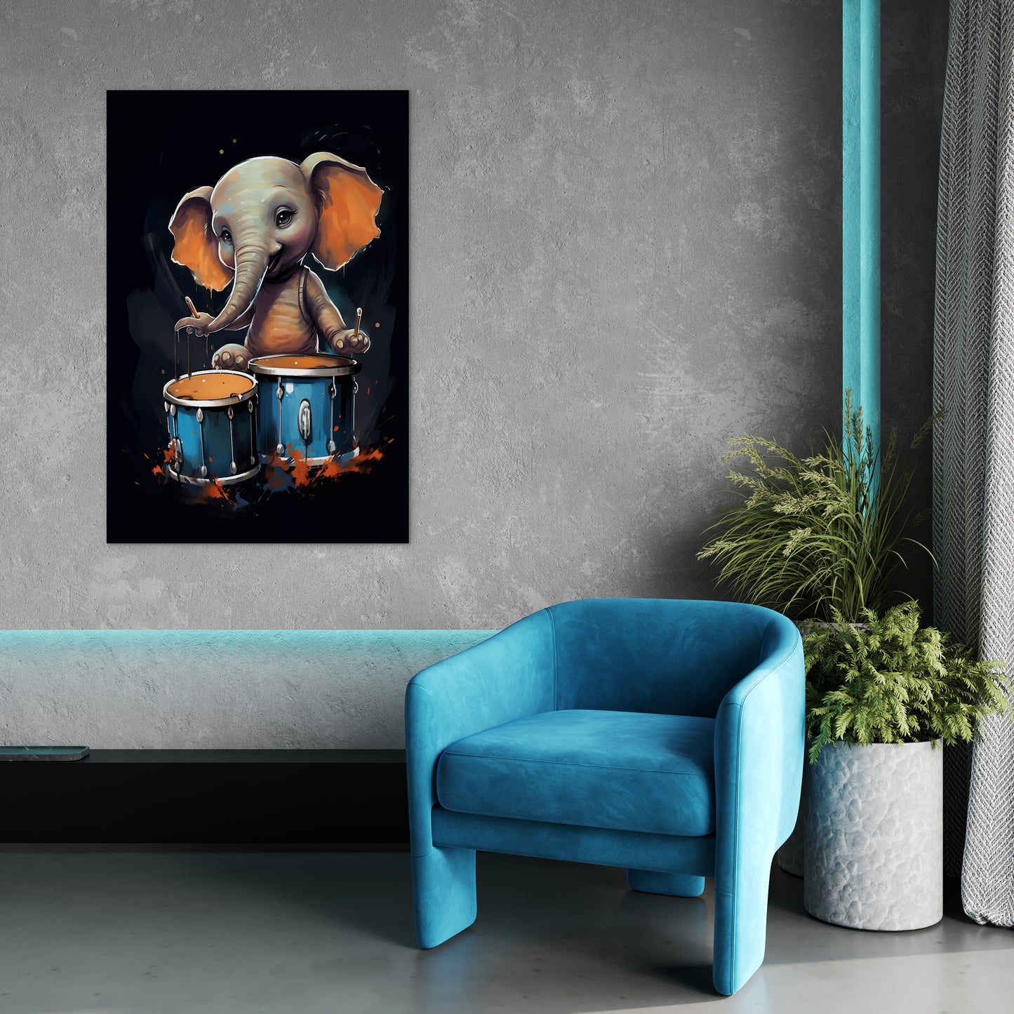 The Drumming Elephant Wall Art