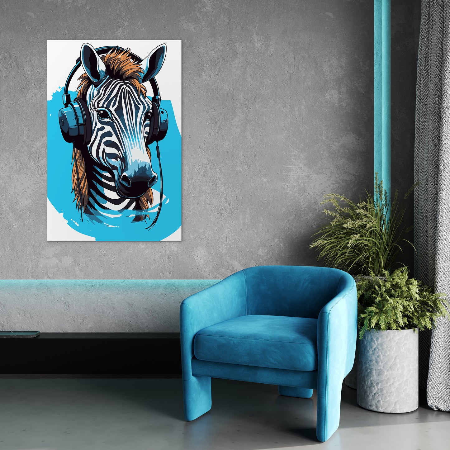 Zebra Listening To Music Wall Art
