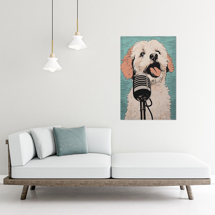 A Playful Puppy Singing Wall Art