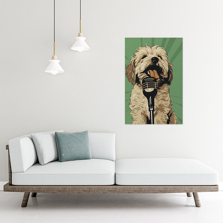 Adorable Puppy Singing Bliss Wall Art