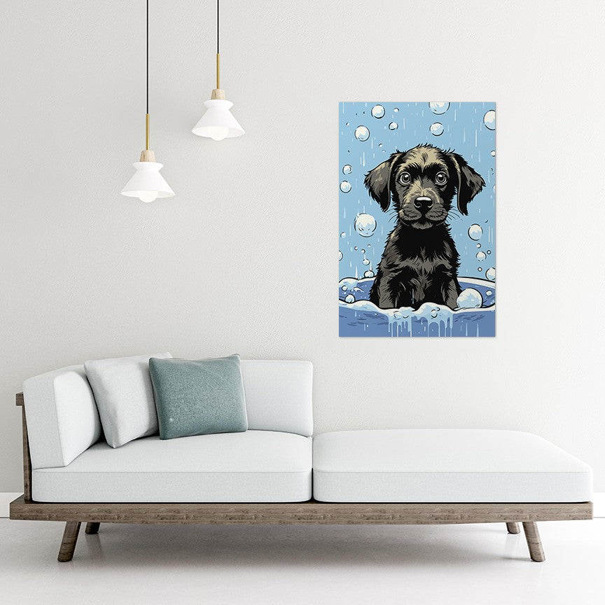 Cute Puppy Enjoys Bath Wall Art