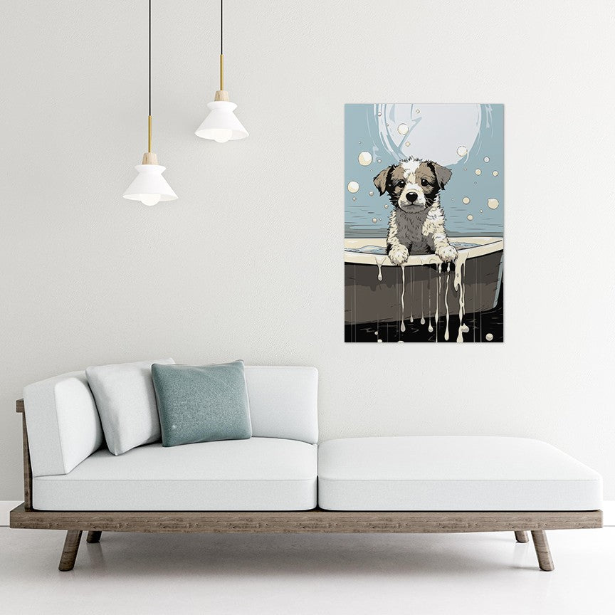Puppy in Bathtub Wall Art