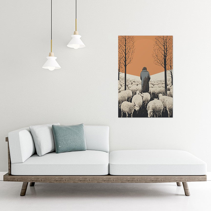 The Shepherd's Serenade with the Sheep Wall Art