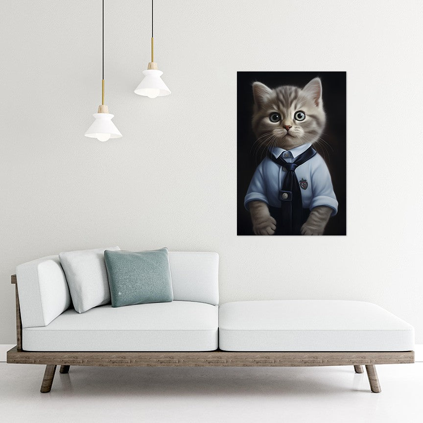 Cat in School Dress Wall Art