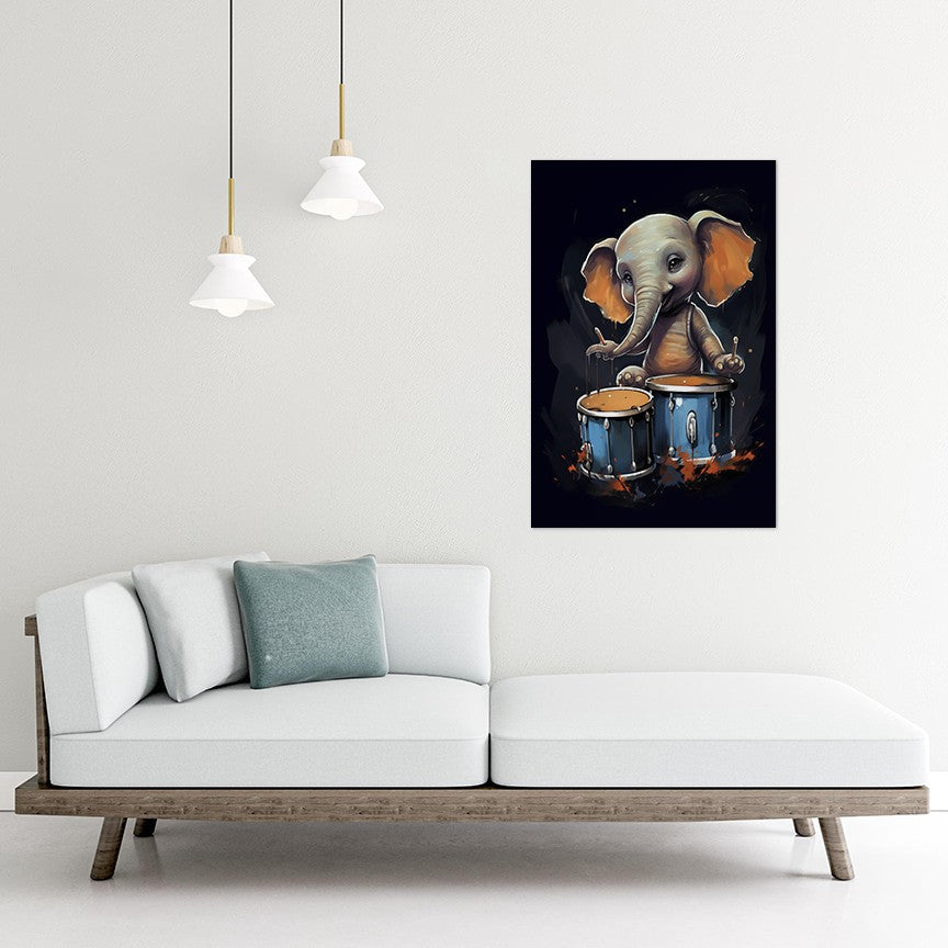 The Drumming Elephant Wall Art