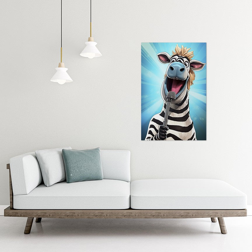 The Singing Zebra Funny Wall Art