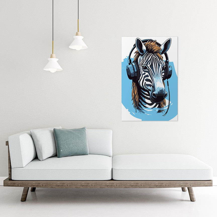 Zebra Listening To Music Wall Art