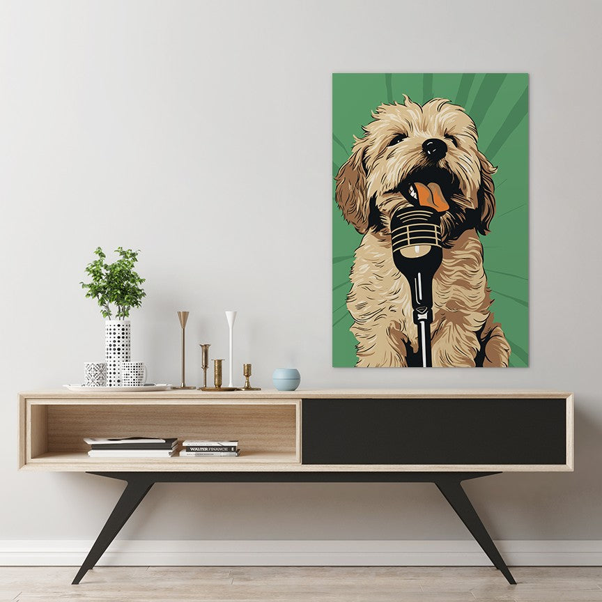 Adorable Puppy Singing Bliss Wall Art