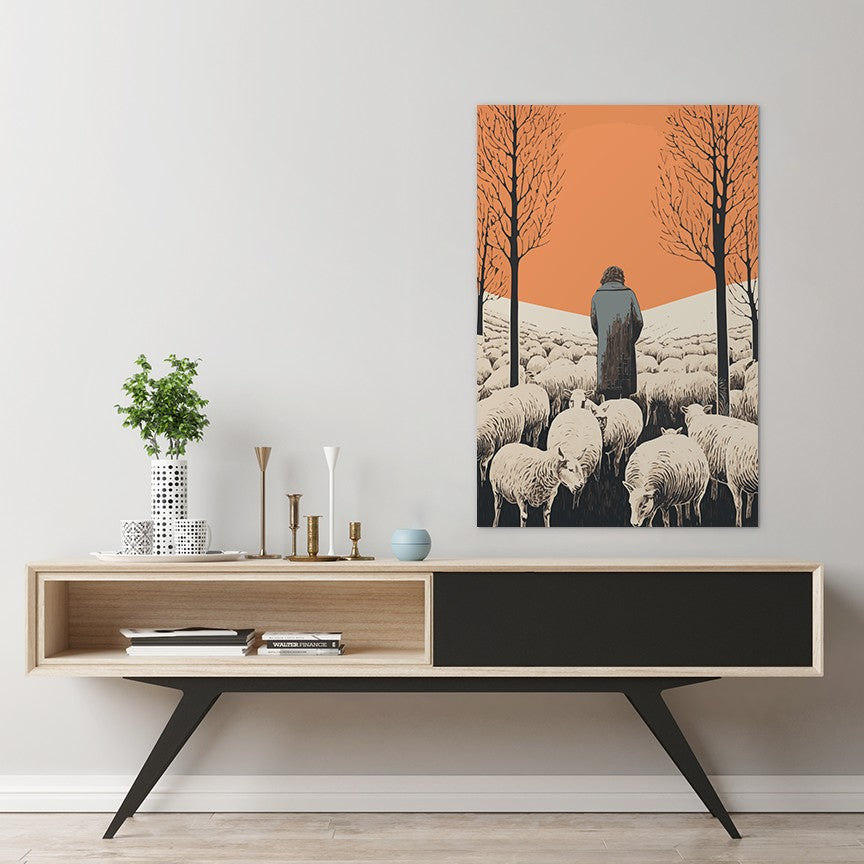 The Shepherd's Serenade with the Sheep Wall Art