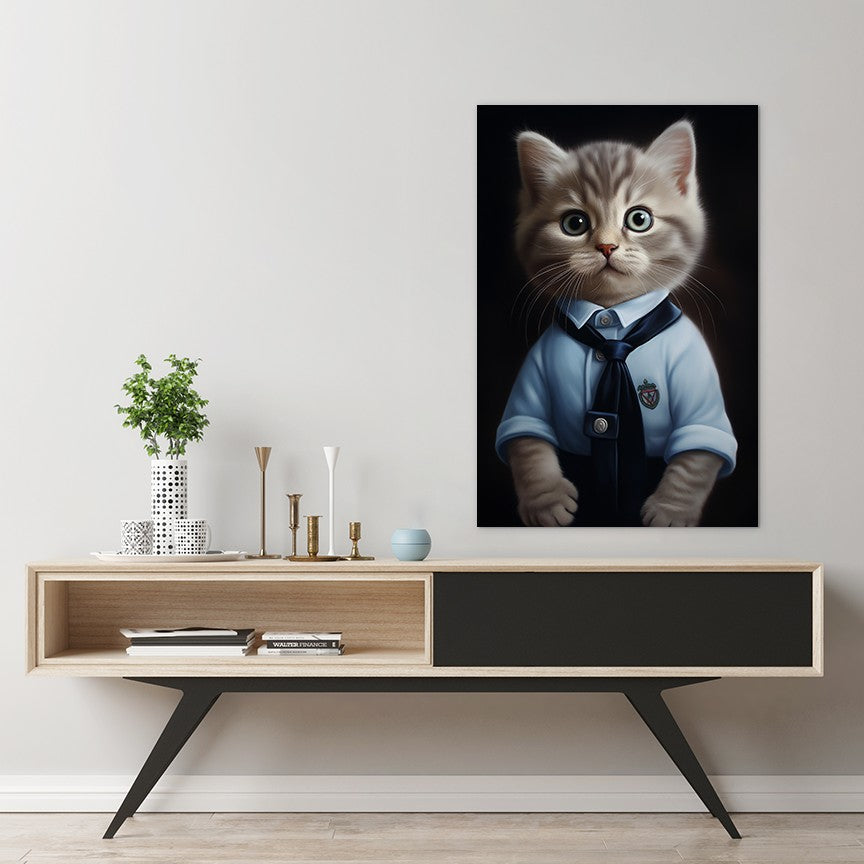 Cat in School Dress Wall Art