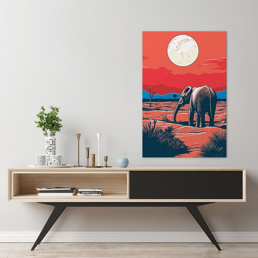 Elephant and Sunset Wall Art