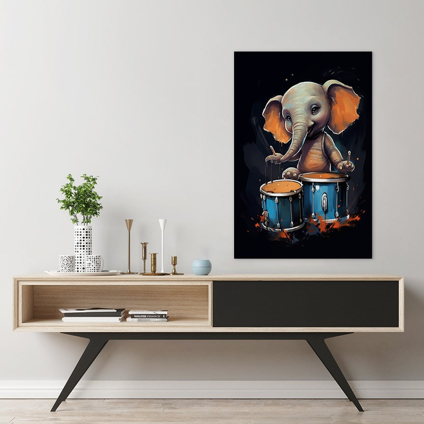 The Drumming Elephant Wall Art
