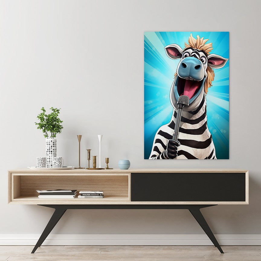 The Singing Zebra Funny Wall Art