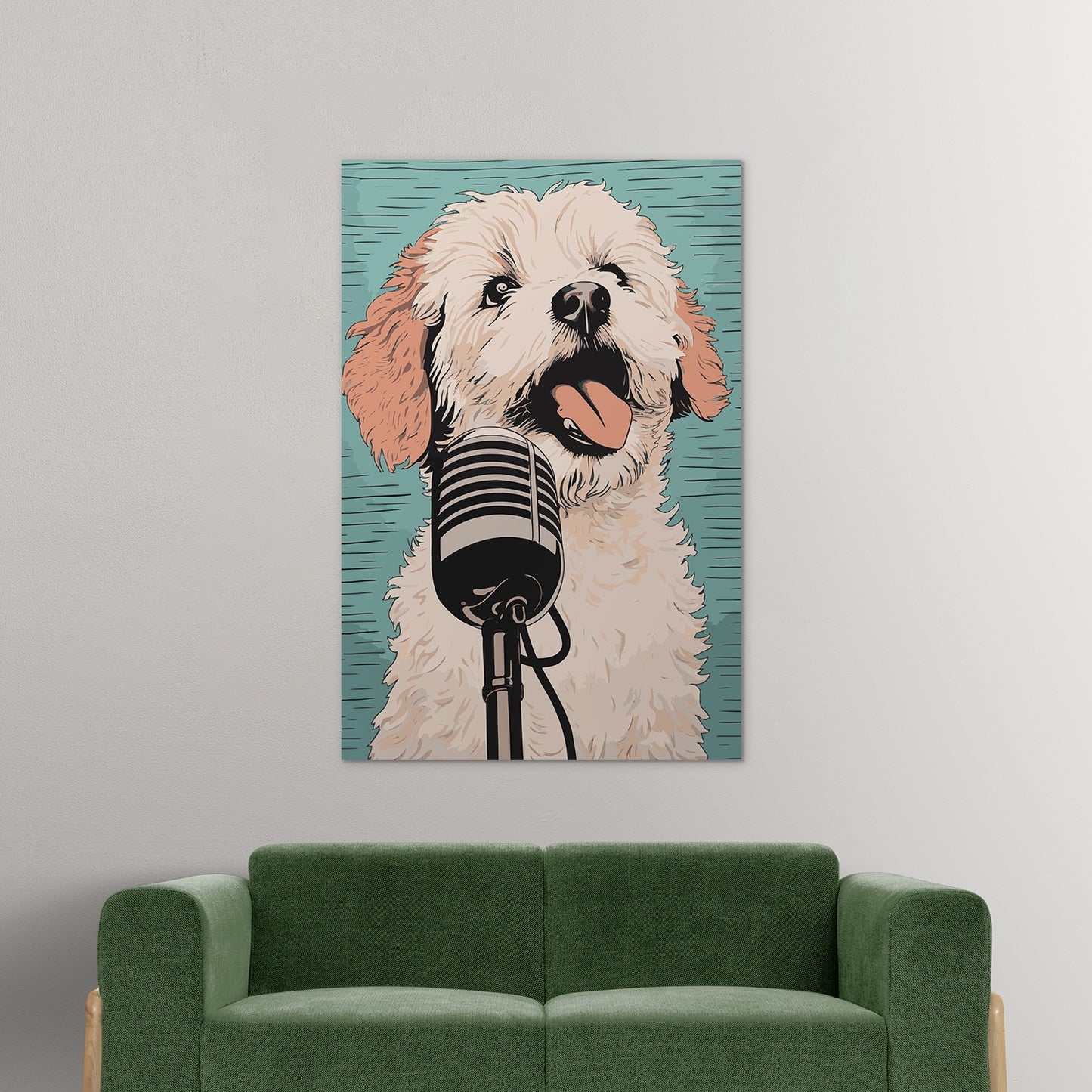 A Playful Puppy Singing Wall Art