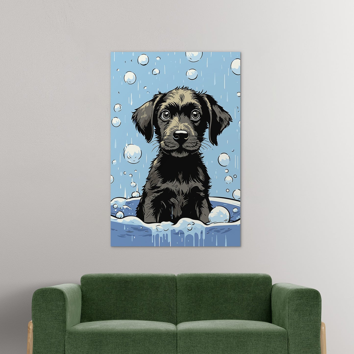 Cute Puppy Enjoys Bath Wall Art