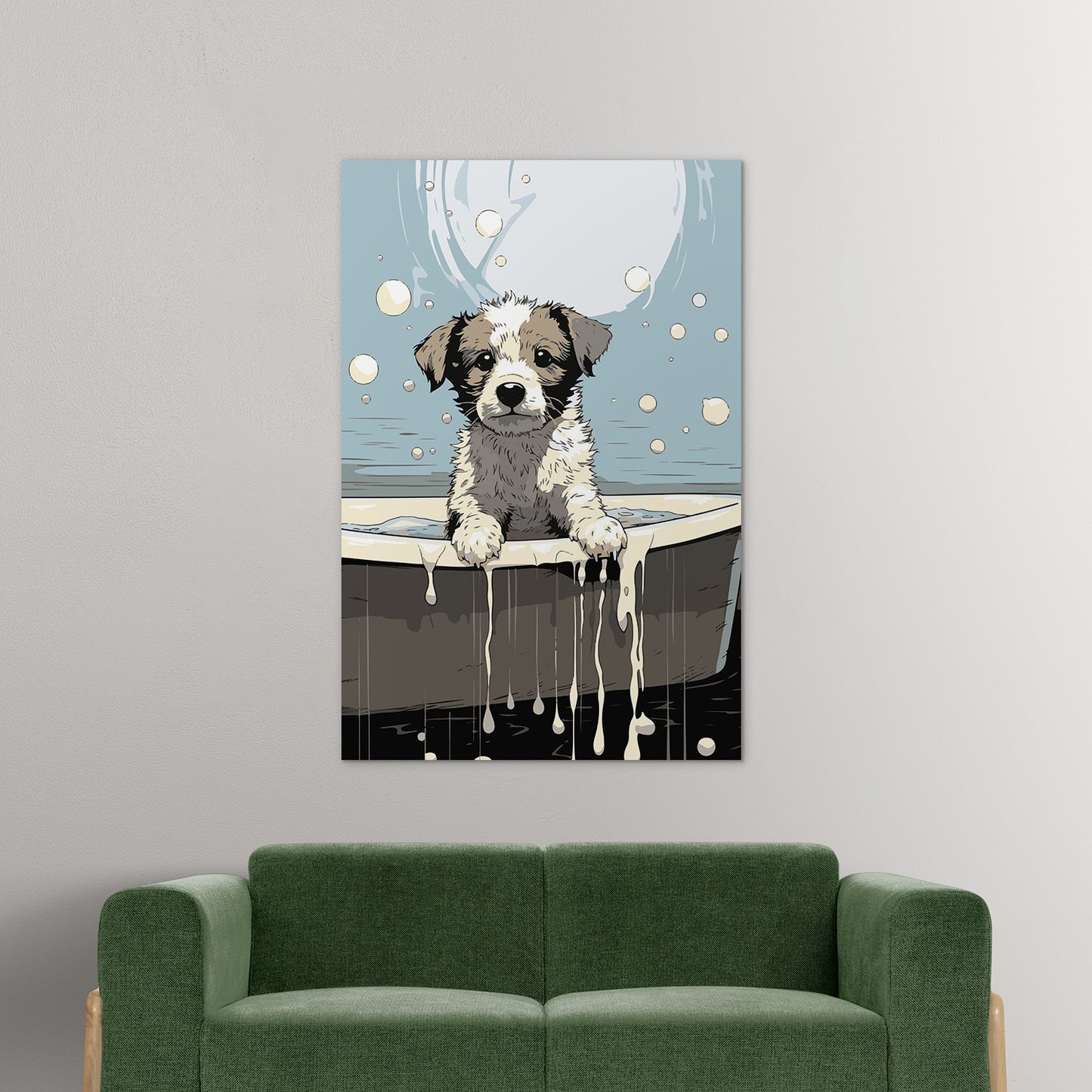 Puppy in Bathtub Wall Art