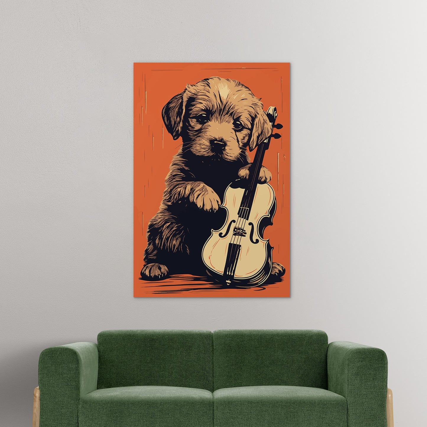 Puppy Playing Violin Wall Art