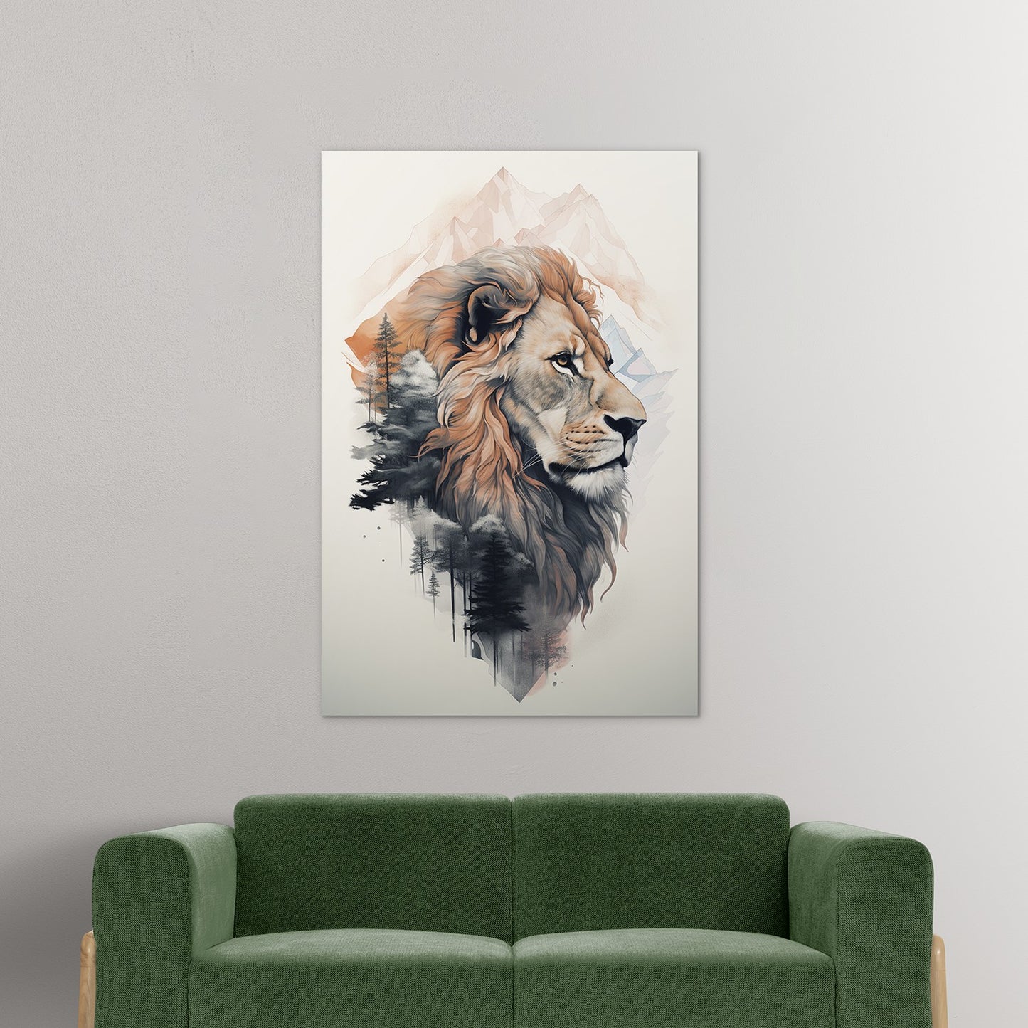 Lion and mountain Wall Art