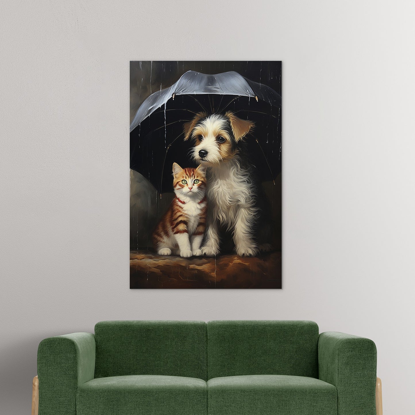 The Heartwarming Friendship of Dog and Cat Wall Art