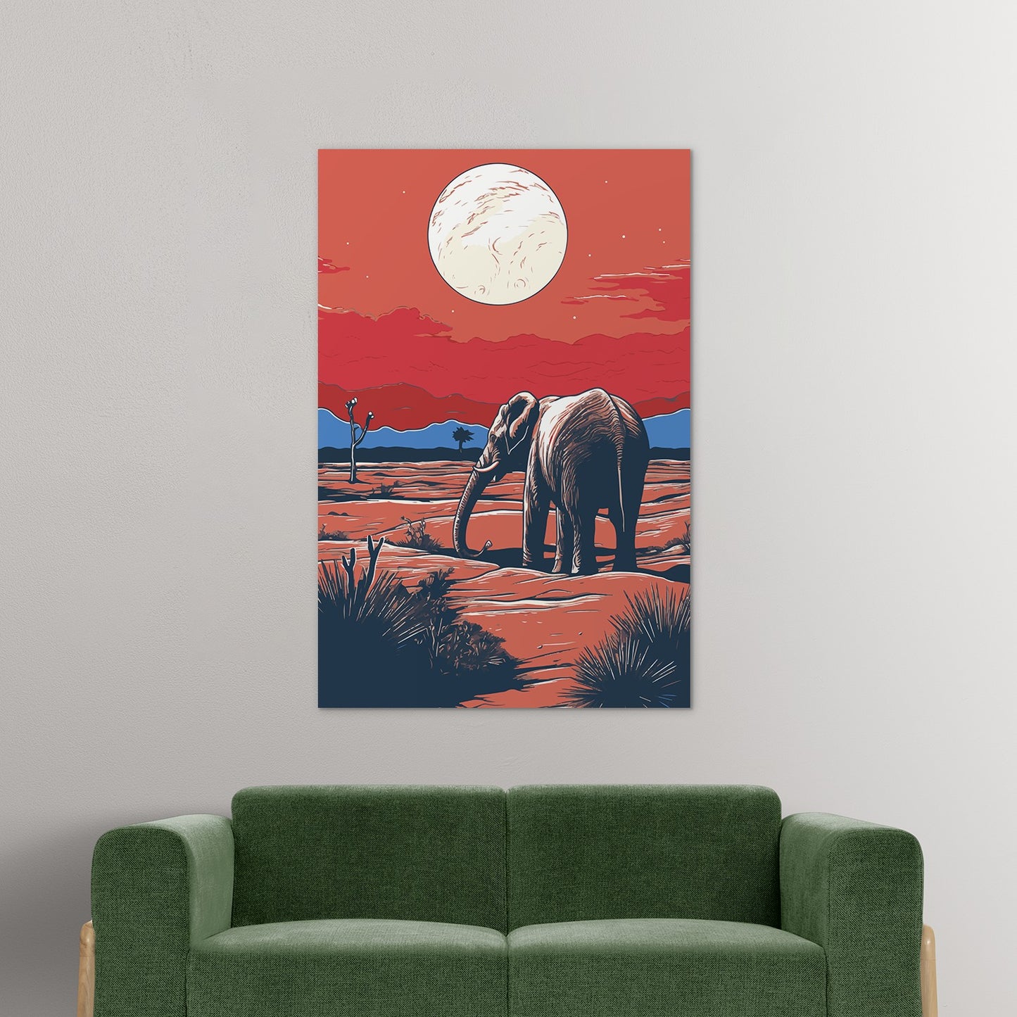 Elephant and Sunset Wall Art