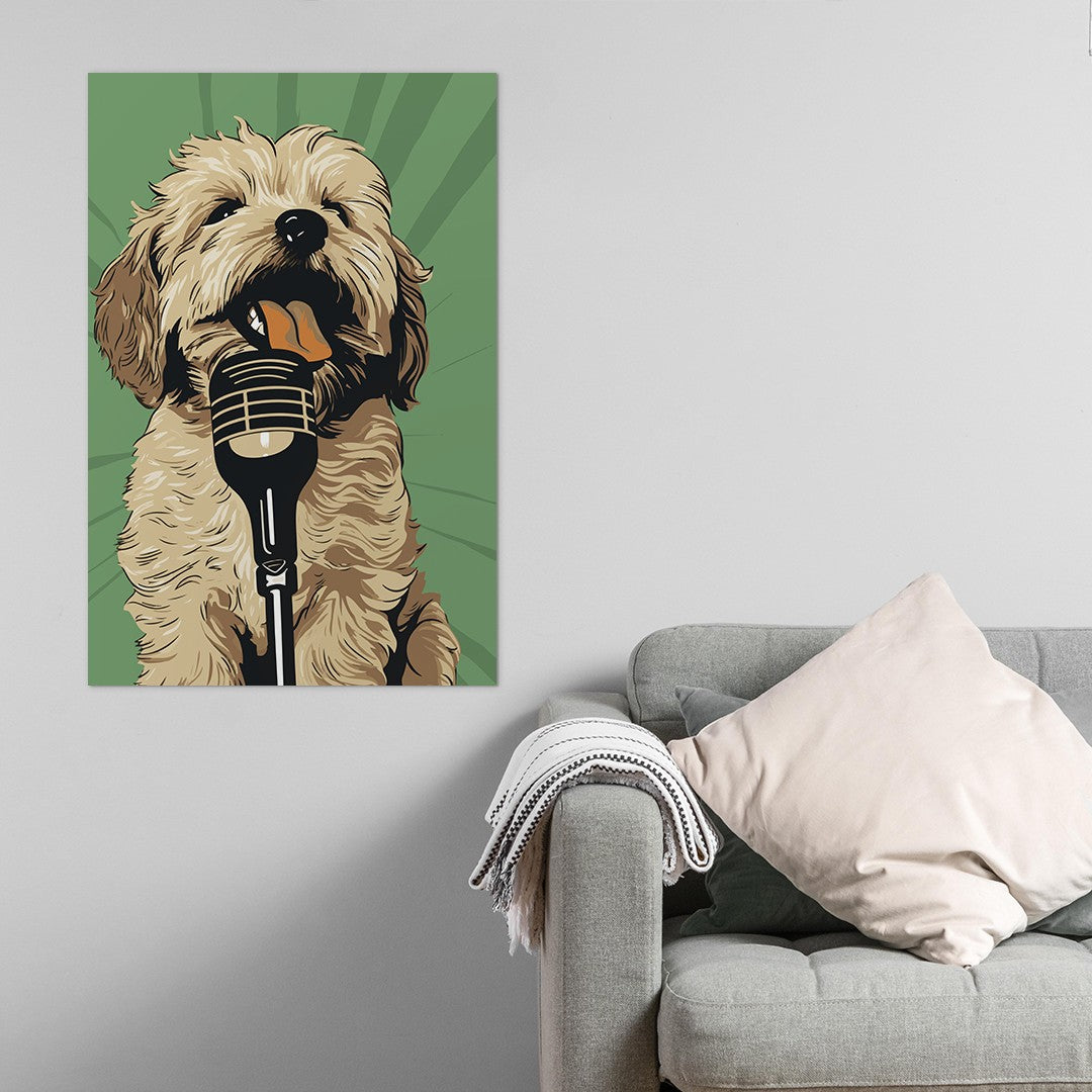 Adorable Puppy Singing Bliss Wall Art