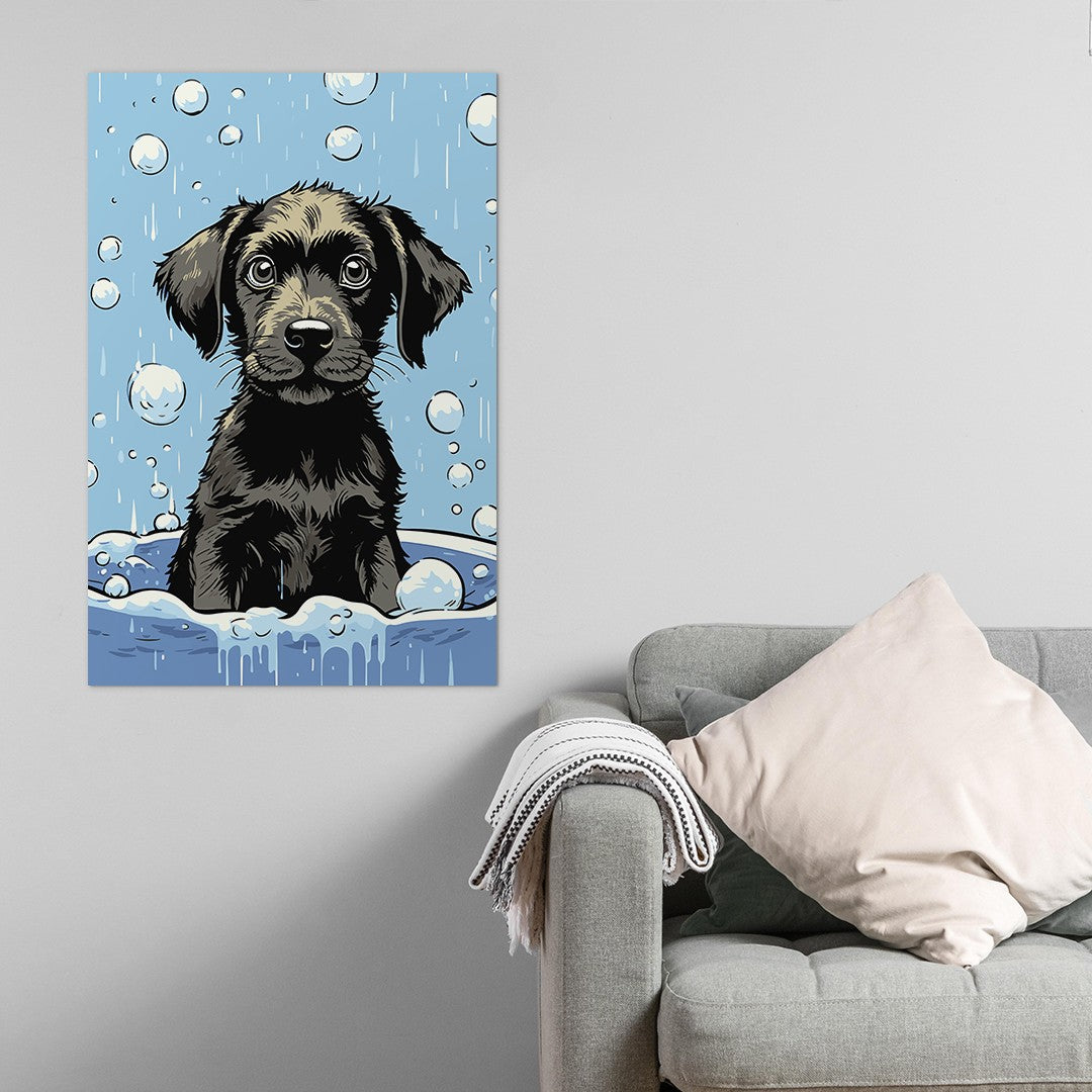 Cute Puppy Enjoys Bath Wall Art