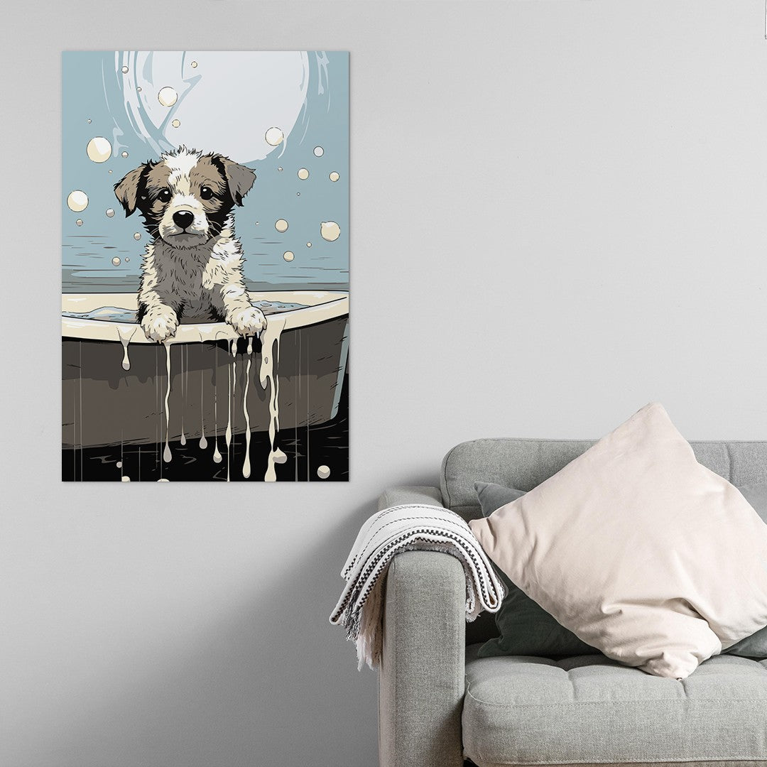 Puppy in Bathtub Wall Art