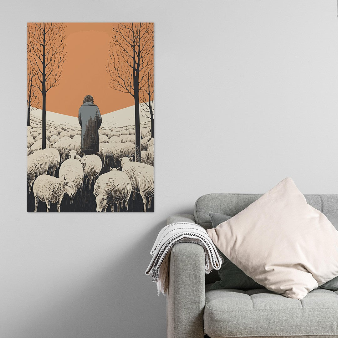 The Shepherd's Serenade with the Sheep Wall Art