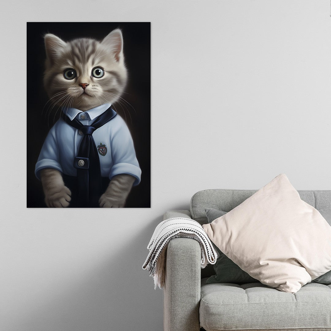 Cat in School Dress Wall Art