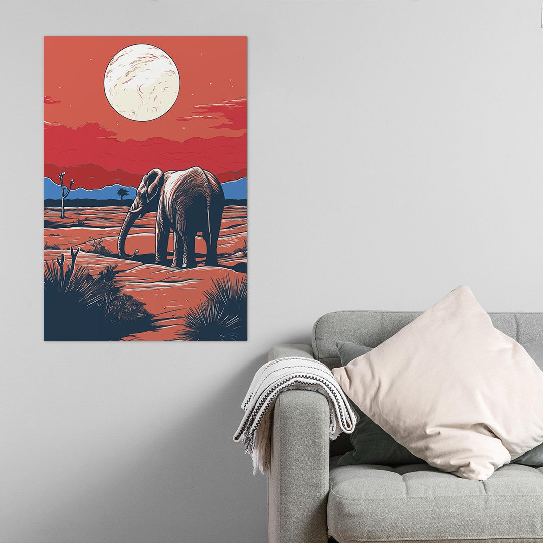Elephant and Sunset Wall Art