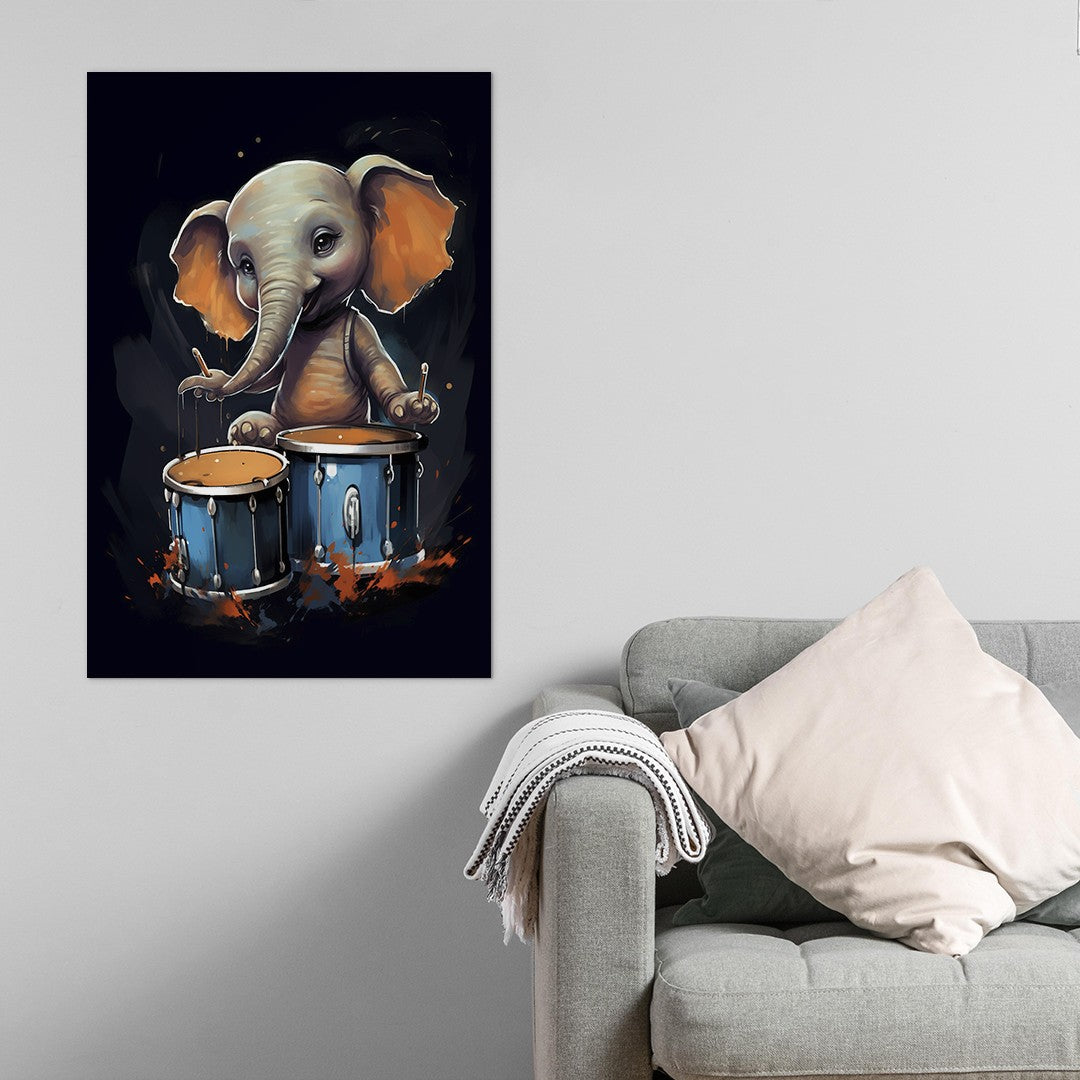 The Drumming Elephant Wall Art