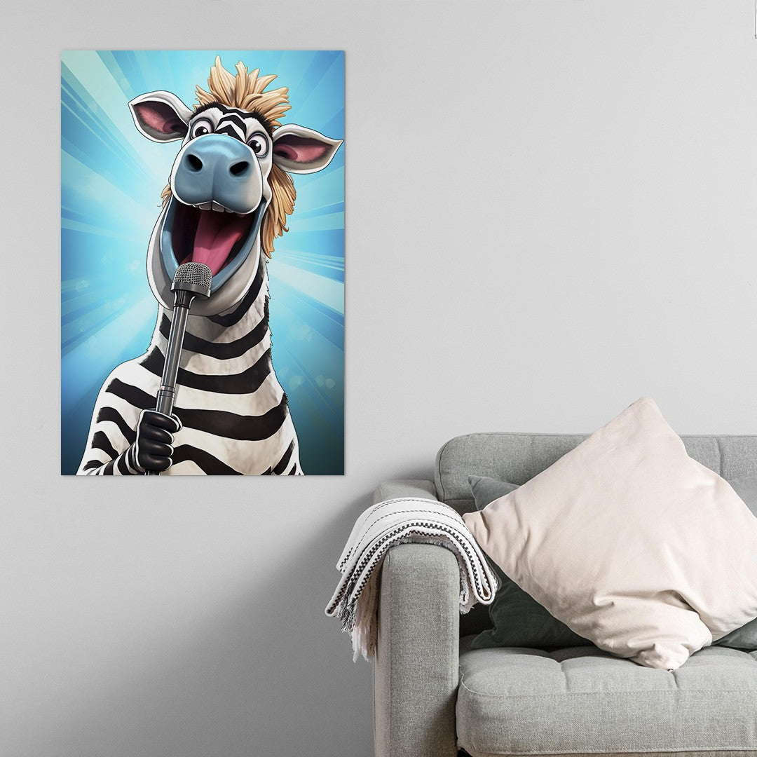 The Singing Zebra Funny Wall Art