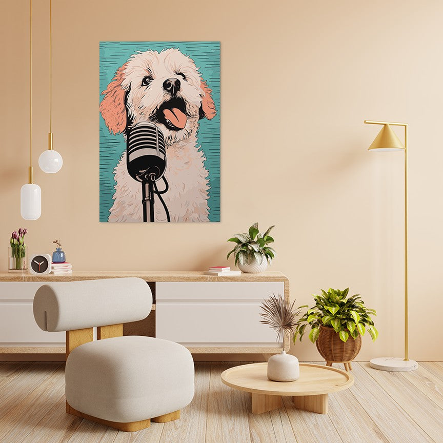 A Playful Puppy Singing Wall Art