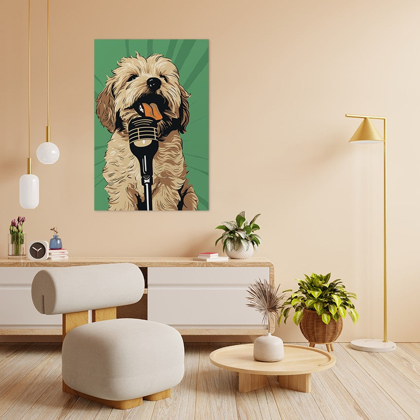 Adorable Puppy Singing Bliss Wall Art