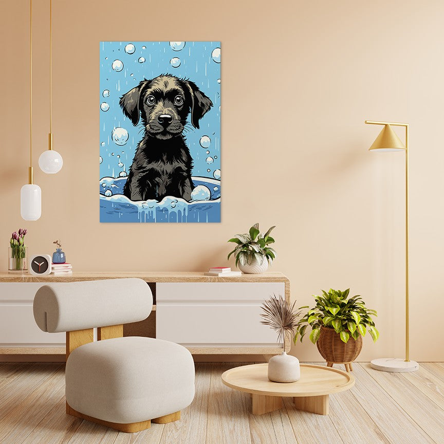 Cute Puppy Enjoys Bath Wall Art