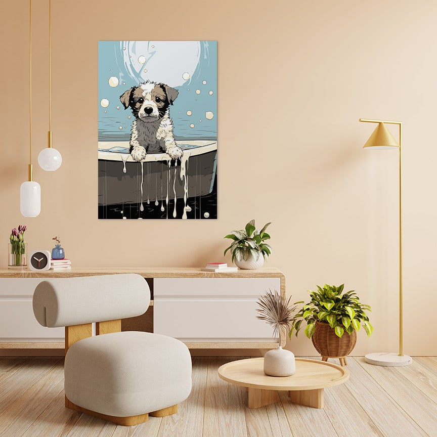 Puppy in Bathtub Wall Art